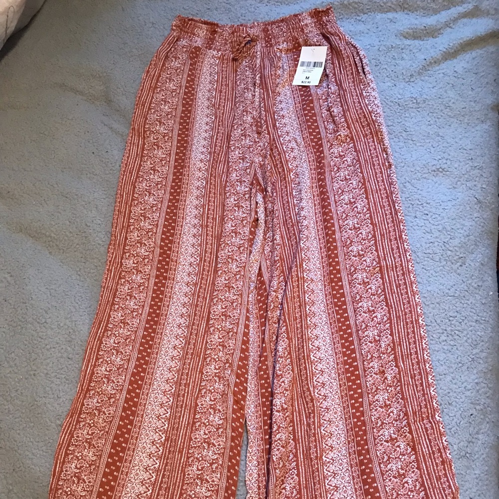 Rustic Orange Flowy Pants
